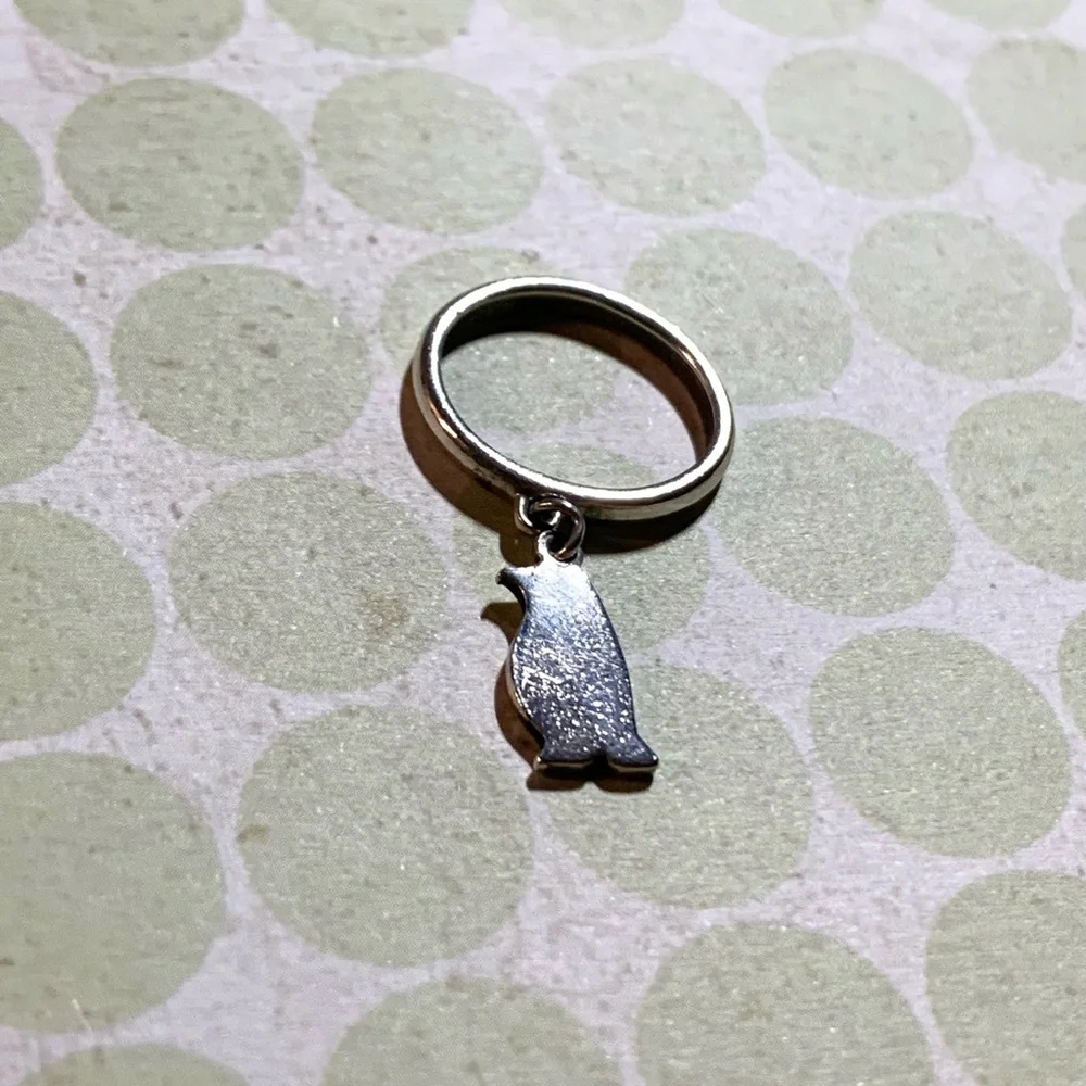 RETIRED James Avery Sterling Silver Penguin Dangle Ring - Picture 3 of 7